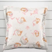 Biante Detská bavlnená obliečka na vankúš s lemom Sandra SA-527 Ružové morské panny s delfínmi a veľrybami na bielom 30 x 50 cm