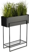 KOVOVÝ KVETINÁČ SO STOJANOM RECT 72X23X60 CM ČIERNA