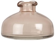 Nízka ruzova sklenená váza v tvare pokrievka - 8 * 11 cm