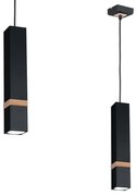 Závesné svietidlo Vidar, 1x drevené/čierne kovové tienidlo, b