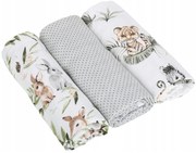 BabiM Mušelínové látkové plienky Premium Animals 60x75 3v1 Farba: sivé bodky