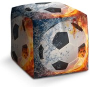 Taburet Cube futbalová lopta, oranžová / čierna