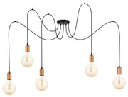 Luster na lanku MIROS 5xE27/60W/230V pavúk čierna/medená