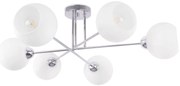 Stropné svietidlo Eliza, 6x biele sklenené tienidlo, CH