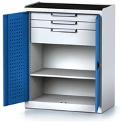 Alfa 3 Dielenská skriňa MECHANIC, 1170x920x500 mm, 2 police, 2 zásuvky, modré dvere