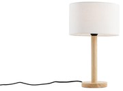 Stolná lampa Drevo s oválnym ľanovým tienidlom biela 25cm - Mels