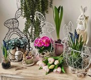 Biely dekoračný drôtený košík v tvare králika - 20*12*24 cm