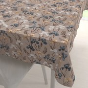 Biante Bavlnený obdĺžnikový obrus Sandra SA-637 Modro-béžovo-biele kosatce na sivobéžovom 50x100 cm