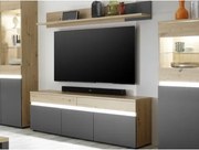 TV skříňka s policí Lille, dub artisan/antracit, s osvětlením%