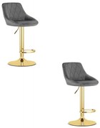 Set dvoch barových stoličiek KAST zamatové sivé (zlatá noha) 2 ks