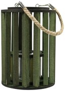Zelená drevená lampáš Grass - Ø 15 * 20cm