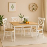 Jedálenský set 4x stolička + stôl Catini KAMPALI - Biela