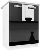 Kuchynská skrinka Belini spodná 60 cm čierny lesk s pracovnou doskou  INF SD2-60/0/WT/B/0/D