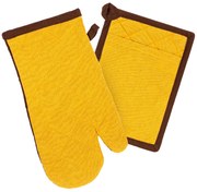 Trade Concept Chňapka a podložka Heda žltá/hnedá, sada 2 ks
