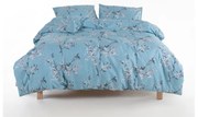 Modré obliečky na jednolôžko z bavlny Renforcé 140x200 cm Blue Floral – Mila Home Luxury