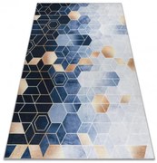 Koberec protišmykový ANDRE 1216 Kocka, geometrický - modrý