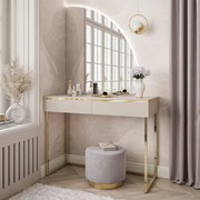 TOALETNÝ STOLÍK NESSIE KAŠMÍR PRAVÝ + ZLATÝ PODSTAVEC + ZRKADLO POLMESIAC