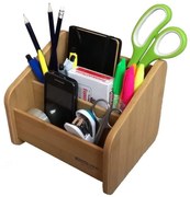 Drevený stojan na perá s 3 priehradkami svetlé drevo