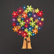 AMADEA Drevené strom pestré kvety, masívne drevo, výška 40 cm, český výrobok