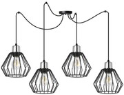 Závesné svietidlo Nuvola Spider 4, 4x čierne drôtené tienidlo, ch