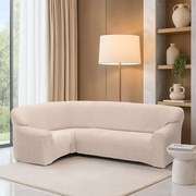 Super strečové poťahy RUBINIA smotanová rohová sedačka (š. 340 - 540 cm)