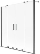Mexen Velar Duo, 2-krídlová posuvná vaňová zástena 150 x 150 cm, 8mm sklo námraza, grafit brúsený, 896-150-000-32-66
