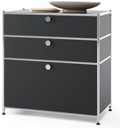 Kovová komoda »CN3« s 3 zásuvkami, čierna