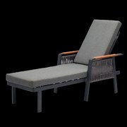 Garden Line Hliníkové záhradné kreslo „SKOPJE“ 200 x 70 x 32/83 cm, sivá farba *8116