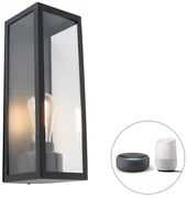 Inteligentná vonkajšia nástenná lampa čierna so sklom vrátane WiFi ST64 - Rotterdam Long