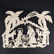 AMADEA Drevená ozdoba betlehem s palmami 20 cm