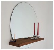 Nástenné zrkadlo s policou SUNSET 70x70 cm borovica