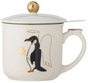 Bloomingville Kameninový hrnček Valentin Gold so sitkom a vekom 300 ml