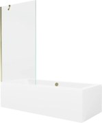 Mexen Cube obdĺžniková vaňa 170 x 80 cm s obkladom a 1-krídlovou sprchovou zástenou 90 cm, Transparentné, Zlatá - 550517080X9509