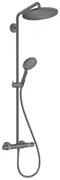 Hansgrohe Croma Select S, Showerpipe 280 1jet s termostatom a ručnou sprchou Raindance Select S 120 3jet, kartáčovaný čierny chróm, HAN-26890340