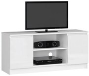 Stolík pod TV RTV 120 2D 1P biely, lesk
