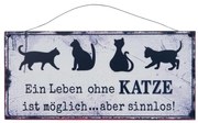 Nástenná kovová ceduľa Katza - 30 * 14 cm