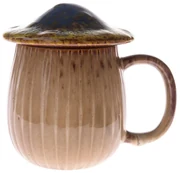 Keramický hrnček s viečkom Hríb, 550 ml, modrá