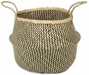 Compactor Pletený úložný košík z morskej trávy Belly, 45 x 36 cm, čierna, L