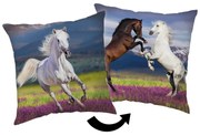 DETSKÝ DEKORAČNÝ VANKÚŠ HORSES 40X40 CM VZOROVANÁ