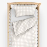 Goldea detské bavlnené obliečky do postieľky - latte kocky 90 x 120 a 40 x 60 cm