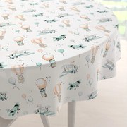 Biante Detský bavlnený okrúhly obrus Sandra SA-457 Líšky v lietadielkach na bielom Ø 50 cm