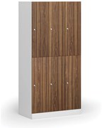 Šatníková skrinka s úložnými boxmi, 6 boxov, 1850 x 900 x 500 mm, cylindrický zámok, laminované dvere, orech