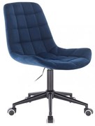 LuxuryForm DESIGN Stolička PARIS VELUR na čiernej podstave s kolieskami - modrá