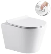 Cerano Norbi, závesná WC misa Rimless 485x365x360 mm + UF toaletné sedátko, biela lesklá, CER-CER-417380
