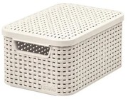 Krémovobiely plastový úložný box s vekom 20x29x14 cm Style – Curver