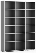 Knižnica SILVER LINE, 3 stĺpce, 2230 x 1800 x 400 mm, grafit