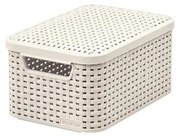 Krémovobiely plastový úložný box s vekom 20x29x14 cm Style – Curver