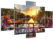Obraz - Východ slnka v Amsterdame (150x105 cm)