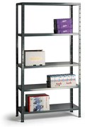 Kovový policový regál, 80 kg, 1792 x 900 x 400 mm, 5 políc, sivý