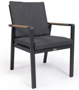 Záhradná jedálenská stolička EMOT antracit WPC s tmavou poduškou